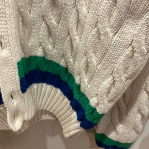 Lacoste unisex cable knit striped cardigan sz large 5 - Picture 5 of 8